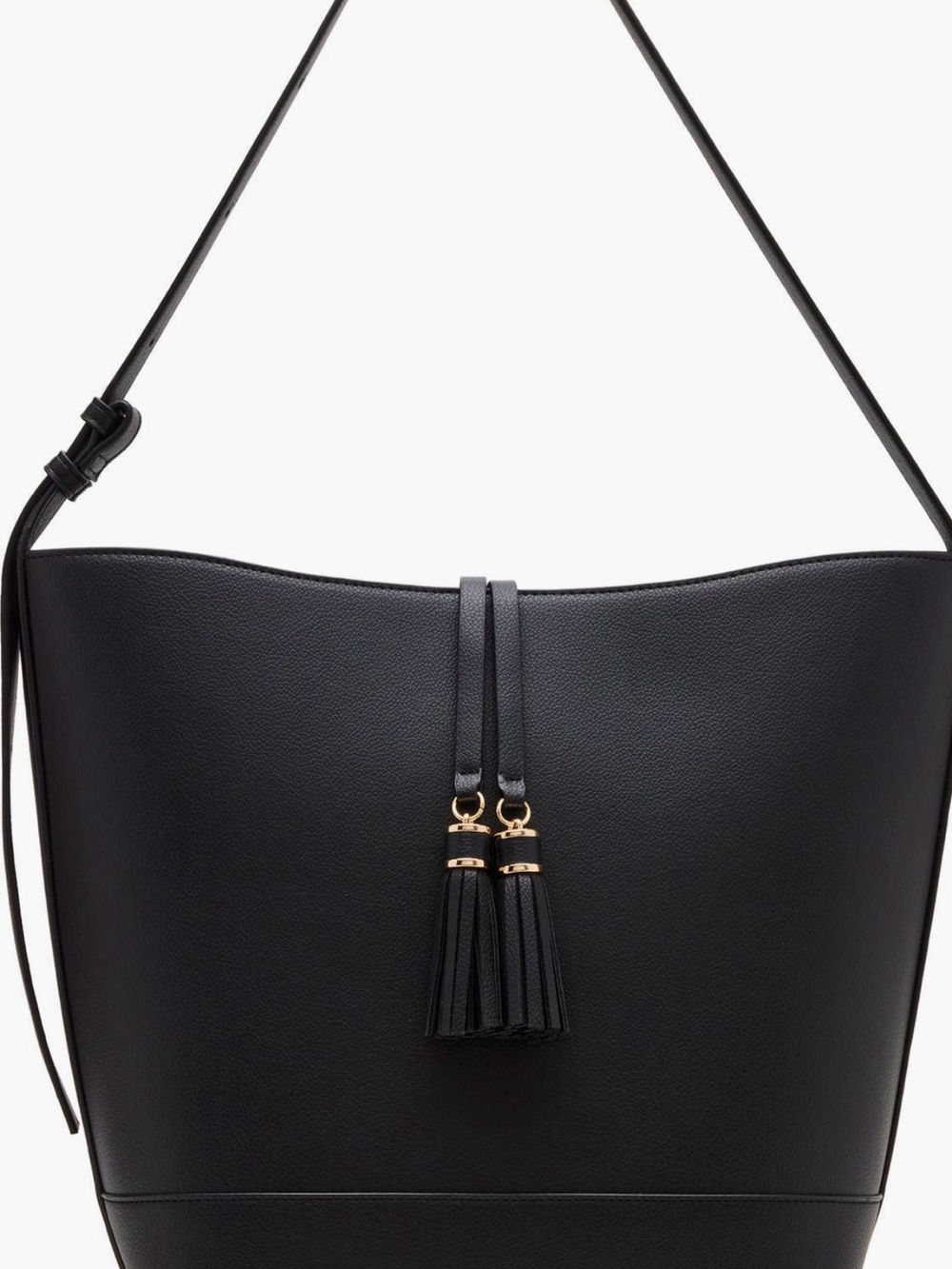 Anne Klein Black Leather Tassel Shoulder Bag